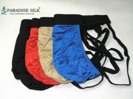 4 paar 100% Pure Silk Men Jock Banden G String Thong Briefs Maat US S/M en L/XL