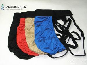 4 paires 100% pure Silk Men Jock Straps G String string Briefs Taille US S / M et L / XL