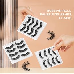 4 paires simulation broussailleuse multicouche bushy russe dd curl cils cosplay maquillage bricolage ceux de cils en cils extentions matériaux