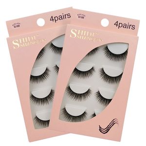 4 paren Mink Eyelashes 3D-valse wimpers Extension Makeup Natuurlijke Dikke wreedheid Gratis Lash