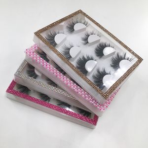 4-paren witte wimperlade met natuurlijke 3D Mink Eyelashes accepteren aangepaste private label strip wimpers leverancier