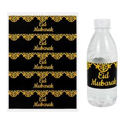 4 PC Geschenken wrap 10 stcs Eid Mubarak Bottle Wrapper -stickers Adhsive Bronzing Goud Zwarte water Flessen Cover Decor Ramadan Festival Party Supplies Z0411