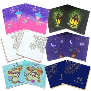 4 PC Gift Wrap Eid Mubarak Ramadan Decoratie Papieren Servet Moslim Eid AlFitr Hajj Levert Ramadan Kareem Papier Gezichtsdoekje Z0411