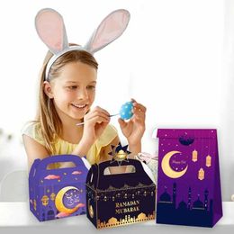 4 PC Geschenkwikkel Ramadan Party Gift Bags en cadeauverpakkingsstickers Ramadan Festival Supplies voor Eid Mubarak Party Treat Box Candy Bags 367A Z0411