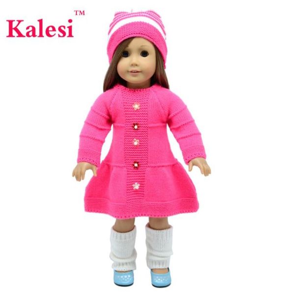 4 pièces 18 pouces vêtements de poupée fille américaine robe pull rouge avec des chapeaux pour enfant cadeau de fête jouets18 pouces vêtements de poupée Accessori7508547