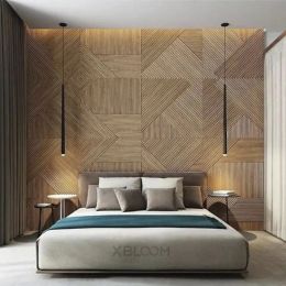 4 pcs 50cm 3d décor mural en bois Grain à latte de mur à latte