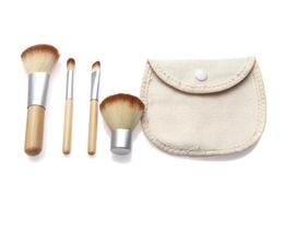 4 Stks Bamboe Makeup Borstels Set Eye Shadow Brush Cosmetics Blending Brush Tool Make-up borstels met tas Pinceaux maquillage