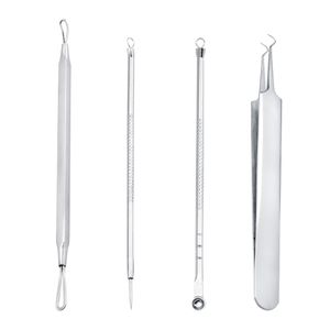 4 stuks Comedondrukker Acne Puistje Comedo Extractor Whitehead Removal Tool Kit voor Mannen Vrouwen Gezichtsverzorging Huid