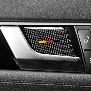 4 pièces autocollant de voiture en Fiber de carbone poignée de porte intérieure garniture de couvercle de bol pour Mercedes Benz classe C W204 W205 GLC X205 classe E W212 W213 GL286g