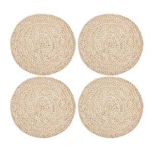 4 pièces napperons tissés en paille de maïs ronds napperons tissés en rotin naturel tapis faits à la main coussin d'isolation thermique CX220325