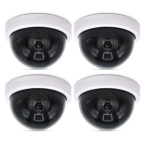 Camera's 4 stks Dummy Security CCTV Dome Camera met knipperende Rode LED Licht Sticker Decals JR Deals