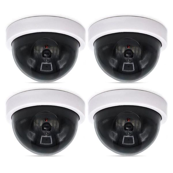 Cámaras 4 piezas Cámara domo CCTV de seguridad ficticia con luz LED roja intermitente Calcomanías JR Deals