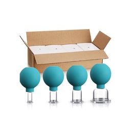 Ensemble de ventouses faciales en verre, 4 pièces, Kit de thérapie de Massage par aspiration sous vide en Silicone pour Anti-Cellulite et Anti-rides