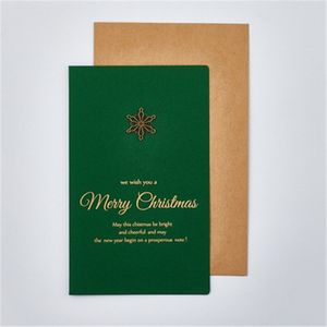 4 pc's gouden reliëf Chrismas Card wenskaarten Merry Xmas Party Uitnodigingen Letter Wenskaarten met envelopstickers