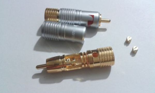 Conector de clavija sin soldadura RCA de cobre puro Nakamichi chapado en oro de 4 piezas