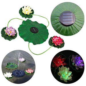 4 stks hoofden / bundel kunstmatige eva bloem lotus lamp zonne-lading foling pool lelie nachtlampje voor tuin decoratie