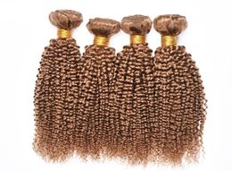 4 PC BUNTLES DE CABELO HUMANO Curly 27 Honey Rubia Brasil Brasil Malasia Virgen Virginia Cura Humana Extensión Barato 3978305