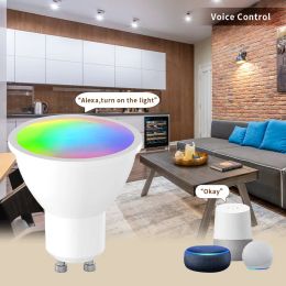 4 PCS LED Bulb Gu10 Spotlight RGB Lámpara Dimmable 9W LED LED IR Remoto Tuya Smart Wifi Control 110V 220V para Alexa Google Home