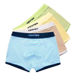 4 stks / partij Boxers Ondergoed Jongens Strepen Kids Shorts Zachte Katoenen slipje voor Teenage Boys Slips Comfortabele Boxershort Jongen 3-16Y 211122