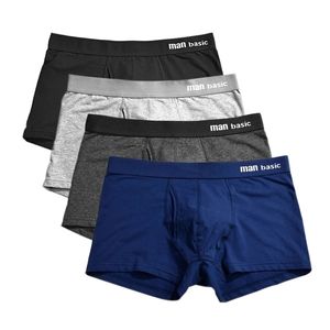 4 pcs / lot hommes sous-vêtements coton homme court respirant solide flexible shorts boxer pur couleurs cachets boxer hombre 3d fly 201023