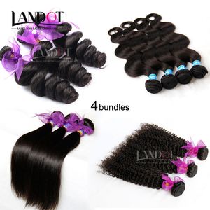 4 Bundles 8A Non Transformés Péruvienne Vierge Cheveux Humains Tisse Vague de Corps Droite Vague Lâche Crépus Bouclés Couleur Naturelle Extensions de Cheveux Péruviens