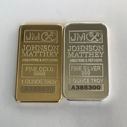 4 stuks Niet-magnetisch Andere kunsten en ambachten Amerika JM Coin Johnson Matthey 50 x 28 mm Goud Verzilverd Bullion Cecoration Bar With285z