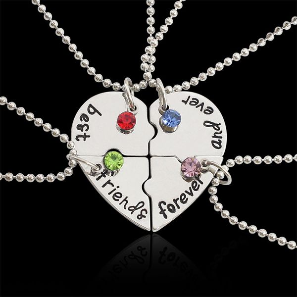 4 pièces/ensemble meilleurs amis pour toujours et à jamais collier amitié Couple 4 amis une personne une pièce pendentif en forme de coeur cadeau