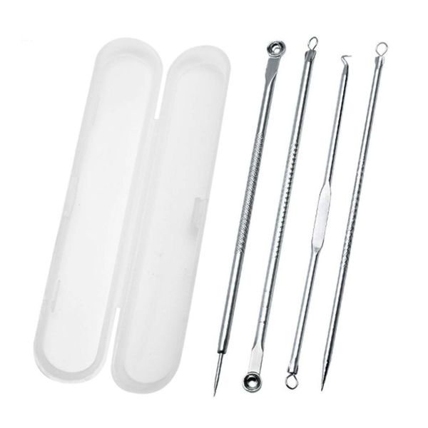 4 unids/set Blackhead Comedone acné grano defecto extractor al vacío Blackhead removedor herramienta cuchara para el cuidado de la piel