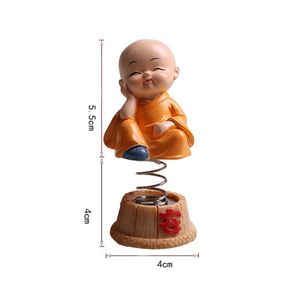 4 pièces ensemble ornements de voiture résine Bobbleheads poupées Figure moines Maitreya bouddha Figure cadeau bureau Auto pendentif décor voiture style 1284n