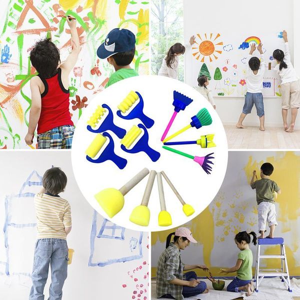 4 pièces/ensemble enfants éponge brosse rouleau bricolage peinture outil bébé début éducation créative jouet dessin Graffiti pour enfants en gros