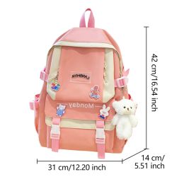 4 pc's Set Kawaii Girls Backpack For Student School Bag Teenager Girls Schoolbag Grote capaciteit Backpack Women Travel Rucksack