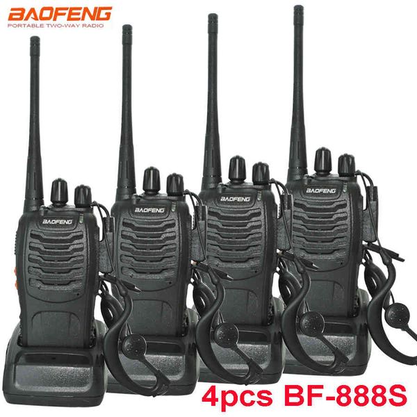 4 unids/set nuevo Original Baofeng BF888S Walkie Talkie BF-888s 5W 16CH UHF 400-470MHz BF 888S walkie-talkie Radio de dos vías