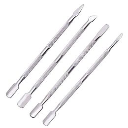 4 pcs / set en acier à double extrémité cuticule poussoir à la peau morte dissolvant manucure cleaner ongles ongles art outil tout pour la manucure set