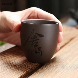 4 pcs / set yixing purple argile tasse tasse tasse de café tasse de café à la main