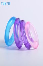 4 Uds. Anillo de silicona para pene con retardo de tiempo, anillos para pene, productos para adultos, Juguetes sexuales masculinos, anillo de cristal de Color aleatorio q11079558496