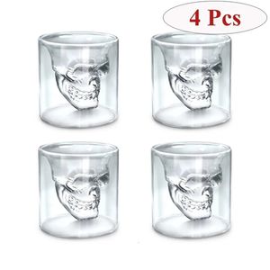 4 pièces tête de crâne verre à vin tasse cristal bière whisky S Double verre tasse Vodka boire Bar Club bière vin verre bouteille 240104