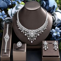 4 PCS Super Luxury Cumbic Zirconia Bridal Weddal Party Party Nigerian Dubai Jewelry Set for Brides Accessories 240514