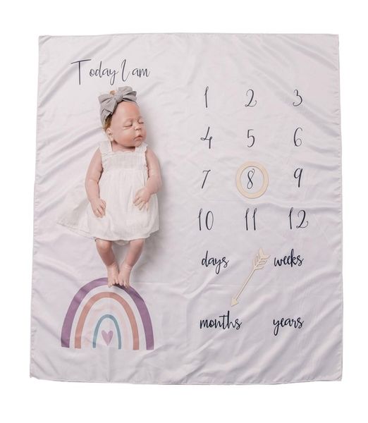 Juego de 4 piezas de manta de franela para bebé, accesorios de pografía de crecimiento mensual, tela de fondo creativa 2109079458804