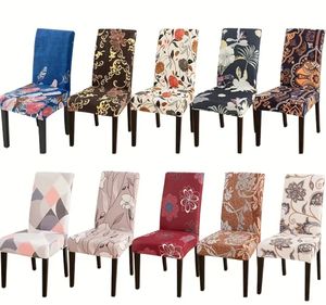 4-delige geassorteerde stoelhoezenset - Stijlvolle rekbare stoelhoezen voor eetkamerstoelen, elegante bloemen- en patroonontwerpen