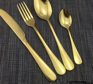 4 -delige/set gouden kleur roestvrijstalen servies sets tafelwerk mes mes vork theelepel bestek set servies set groothandel