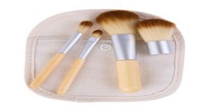4 pièces 1 Set Makeup Brush Bamboo Gandoue de maquillage exquis