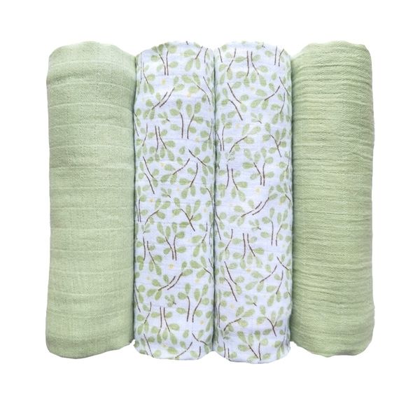 4 pièces Couverture de bébé Coton Swaddle Wrap Nouveau-né Serviette de bain Couverture d'allaitement Tissu répété Couches en mousseline 70 * 70 cm 210309