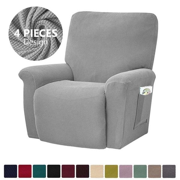 4 stuks Jacquard Fauteuil Stoelhoes met Zak Woonkamer Relax Fauteuil Hoes Bank 1 Zits 211116