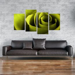 4 pièces lime vert rose fleurs de floral modulaire mural mur imprime art toile affiche images peintures pour le salon décor