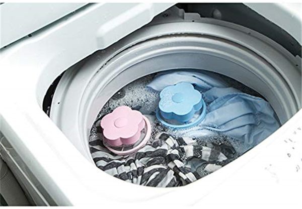 Lot de 4 attrape-peluches pour machine à laver, piège à peluches, attrape-peluche flottant, filtre à cheveux réutilisable, sac en maille (bleu, rose).