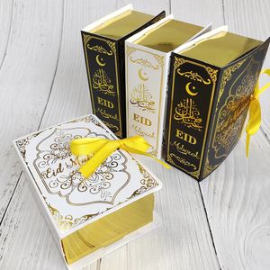 4 morceaux de boîte cadeau Ramadan Boîte de biscuit en forme de Coran Boîte musulmane Moubarak Decoration Papier Paper Emballage Ramadan Decoration 2024 231227