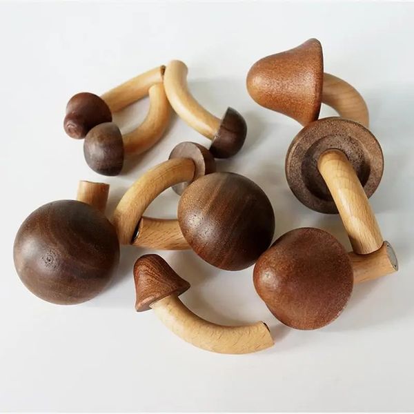 4 morceaux d'autocollants magnétiques de champignons en bois utilisé