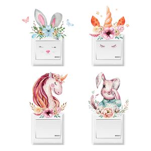 4 pièces/paquet animaux de bande dessinée interrupteur de lumière Stickers muraux pour bricolage décoration de la maison animaux de bande dessinée décalcomanies PVC Art Mural