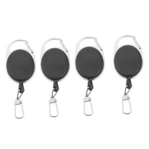 4 pièces porte-clés rétractable fil métallique extensible 60 cm porte-clés Clip tirer porte-clés Anti perte porte-carte d'identité porte-clés