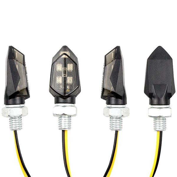 4 unids/lote Universal motocicleta Mini lente de humo luz de señal de giro CALIENTE 5LED 12V lámpara indicadora intermitente ámbar dos cables Moto bicicleta flash luces de señal de giro bombilla envío gratis